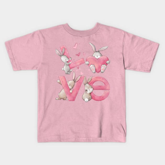 Bunny Love Kids T-Shirt by Lucia